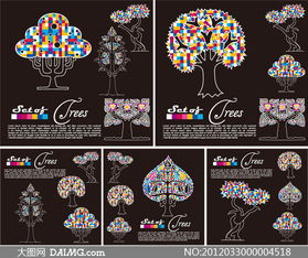 時(shí)尚花紋與樹(shù)木 廣告設(shè)計(jì)中的矢量素材藝術(shù)